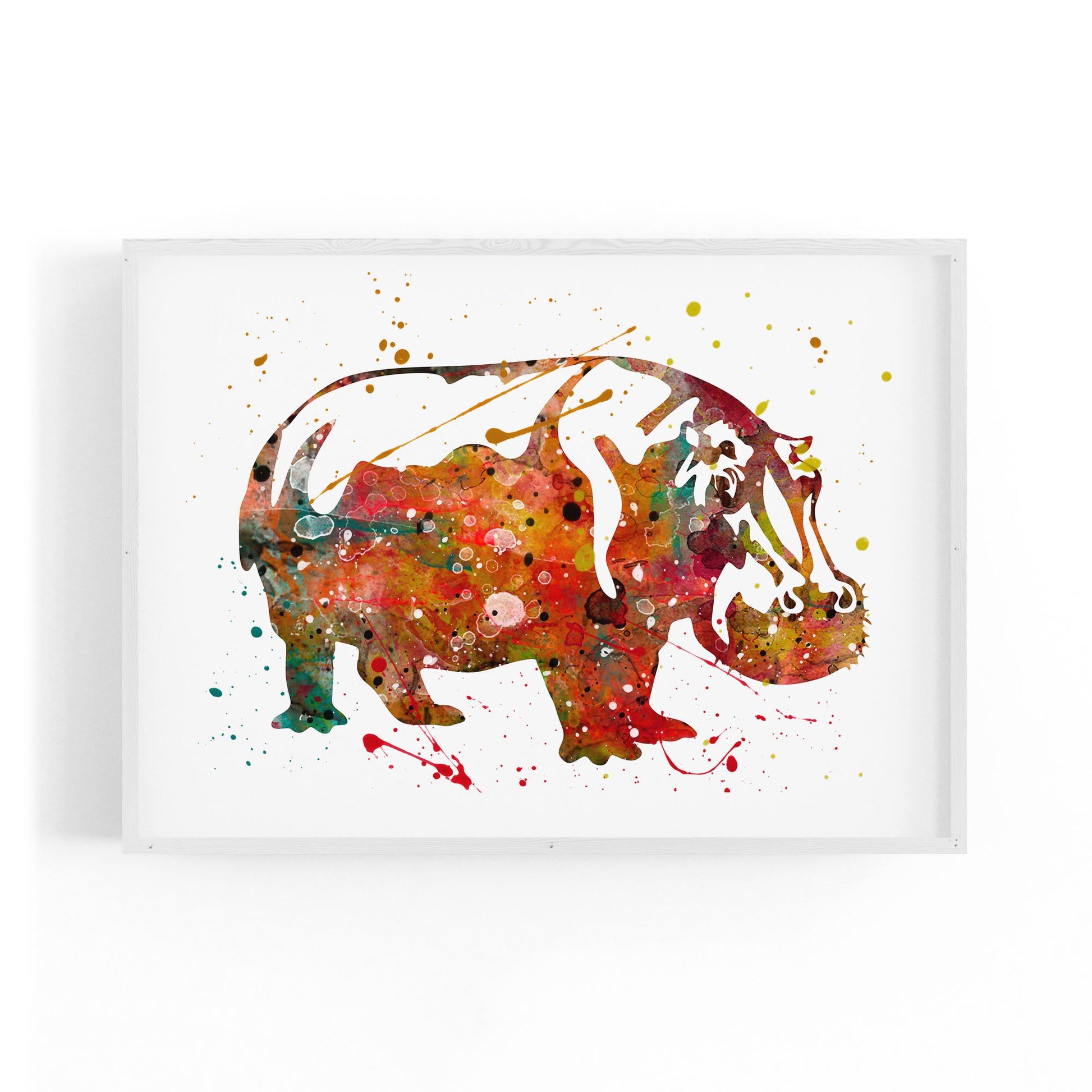 Watercolour Hippo Painting Animal Nursery Wall Art - The Affordable Art Company