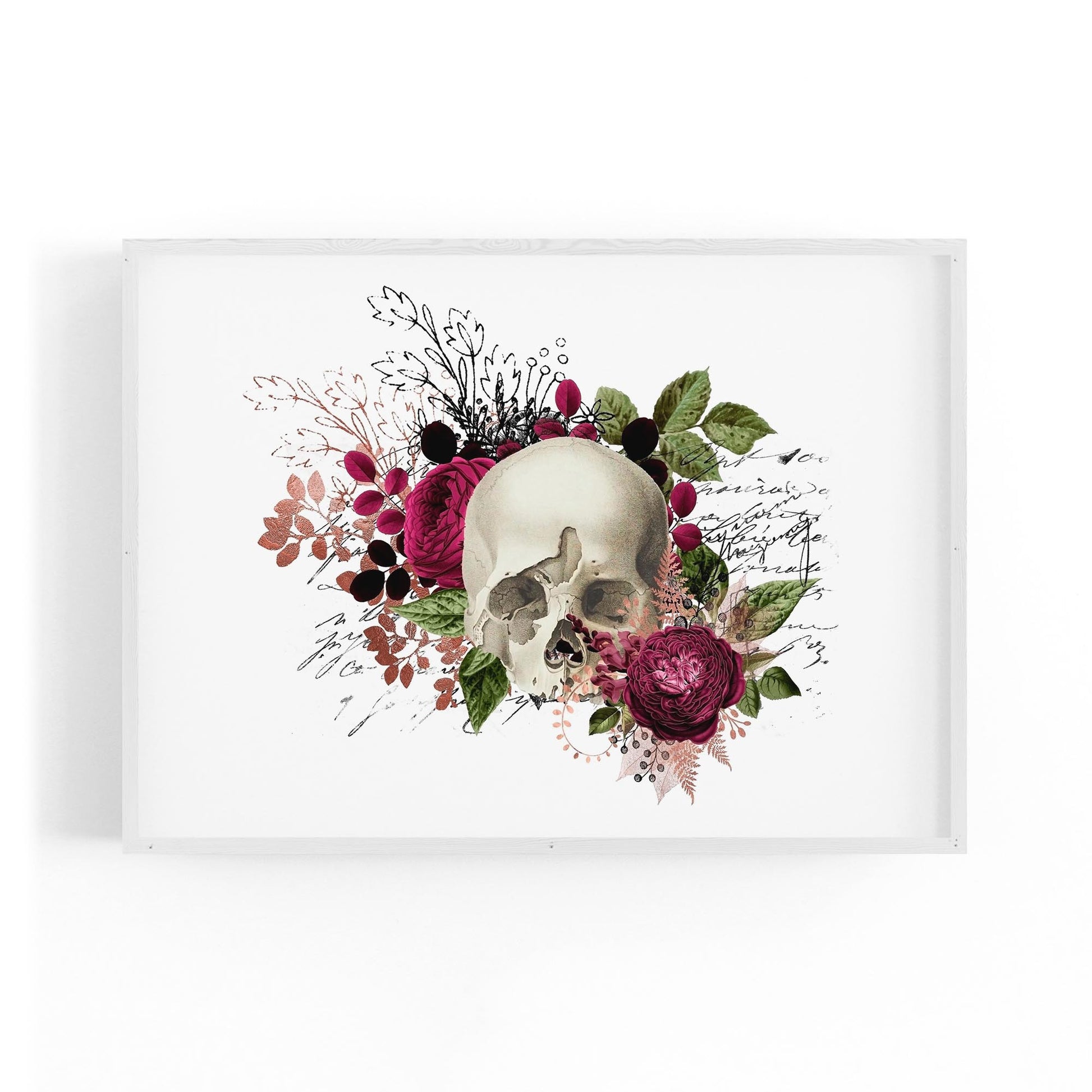 Purple Floral Skull Fashion Girls Bedroom Wall Art #1 - The Affordable Art Company