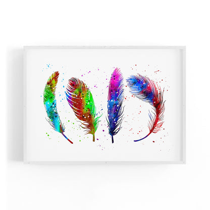 Feather Painting Colourful Bird Wall Art #1 - The Affordable Art Company