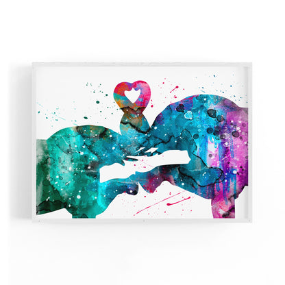 Couple Elephant Romantic Animal Wall Art #2 - The Affordable Art Company