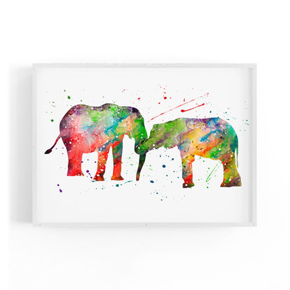 Elephant Family Nursery Babys Bedroom Wall Art - The Affordable Art Company