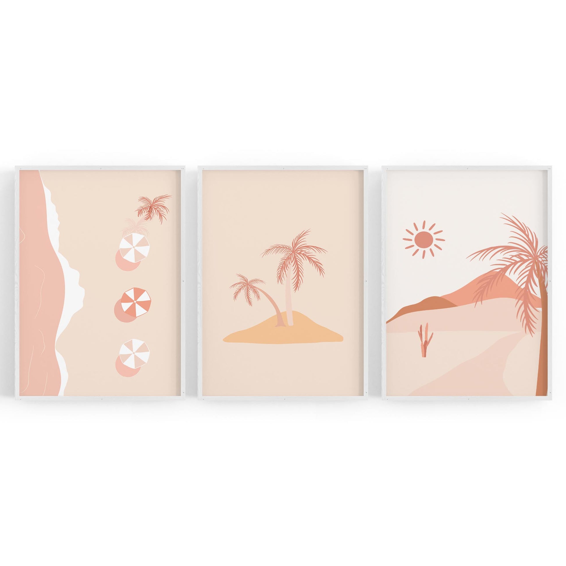 Set of Summer Coastal Pink & Pastel Wall Art - The Affordable Art Company