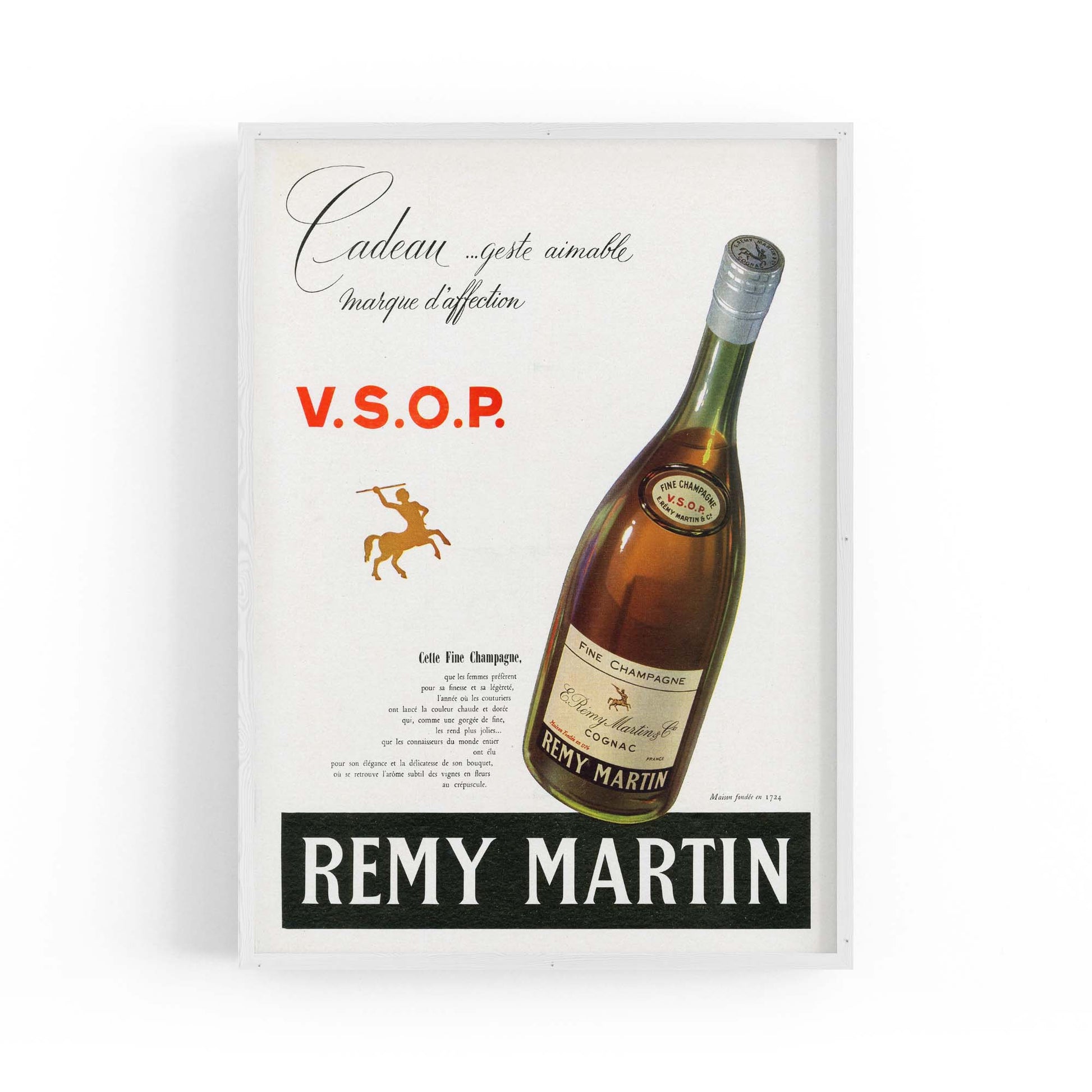 Remy Martin Cognac Champagne Vintage Drinks Advert Wall Art - The Affordable Art Company