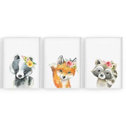 Set of Cute Baby Woodland Animals Nursery Wall Art #2 - The Affordable Art Company