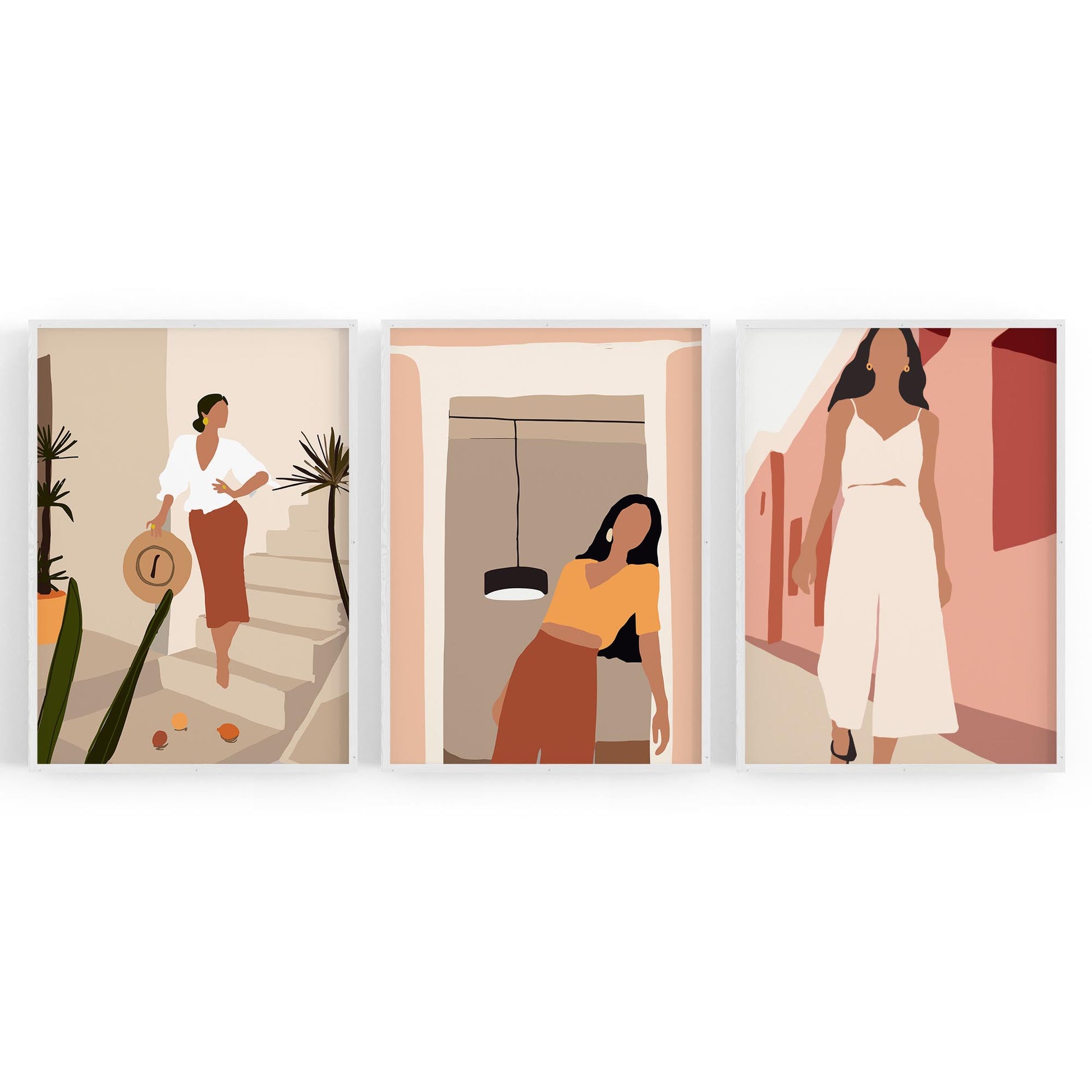 Set of Abstract Fashion Girls Bedroom Wall Art - The Affordable Art Company