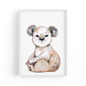 Cartoon Koala Cute Nursery Baby Animal Wall Art - The Affordable Art Company