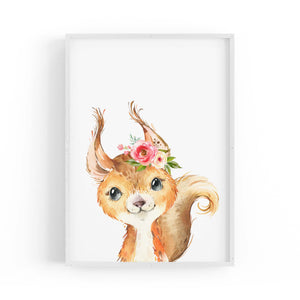 Cute Baby Squirrel Nursery Animal Gift Wall Art - The Affordable Art Company