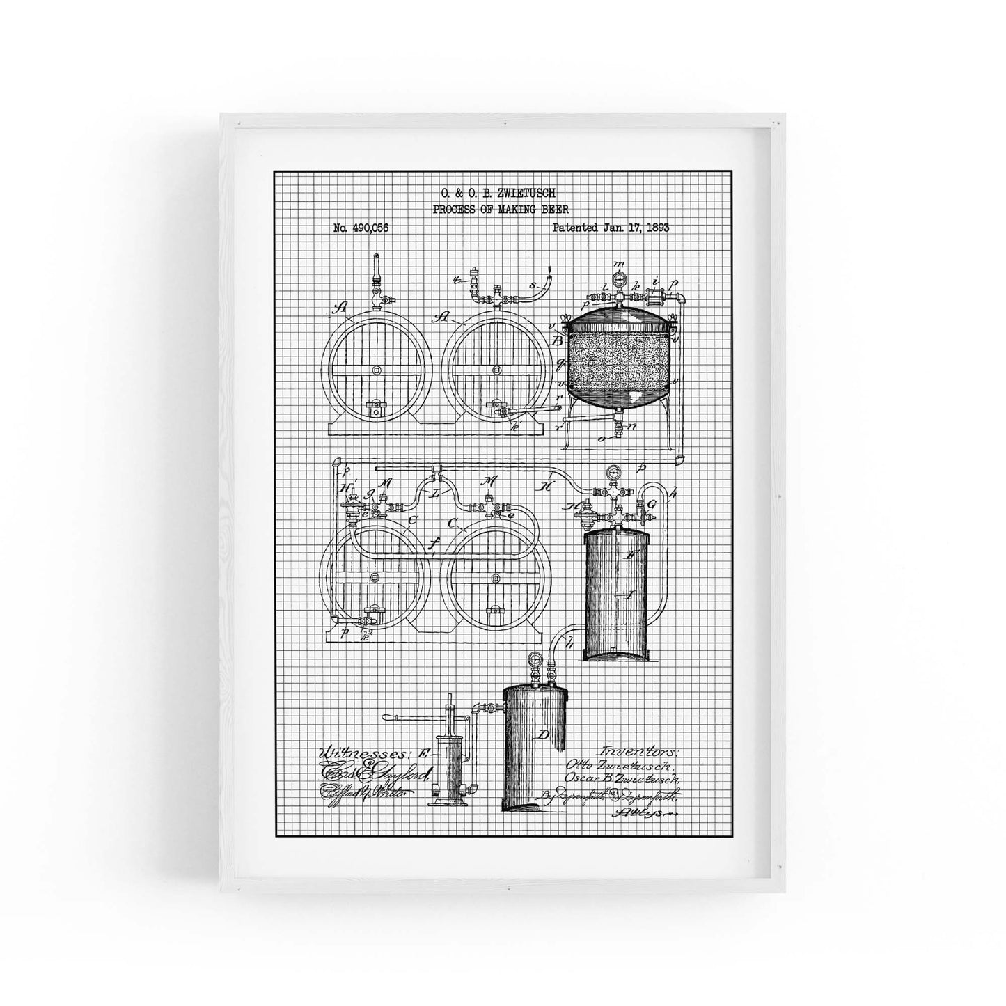 Vintage Beer Making Patent Man Cave Gift Wall Art #2 - The Affordable Art Company