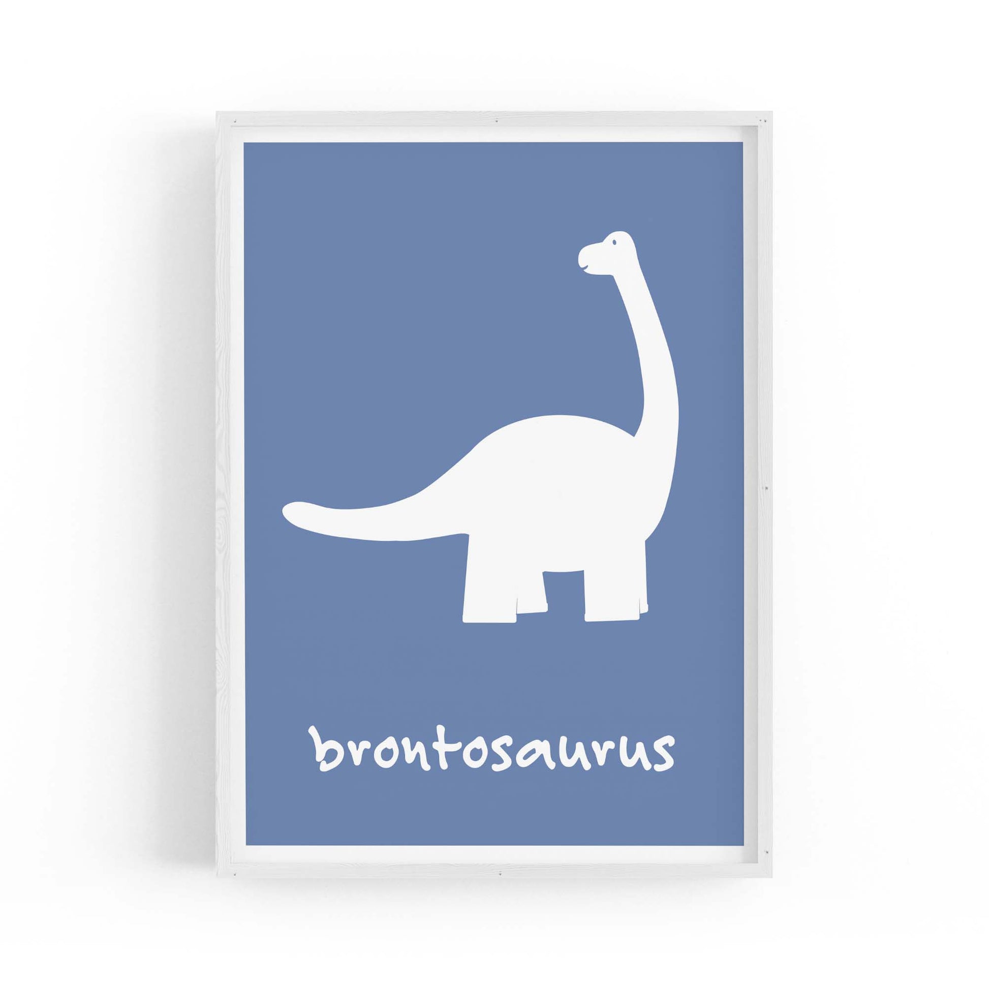 Brontosaurus Blue Dinosaur Nursery Boys Bedroom Art - The Affordable Art Company