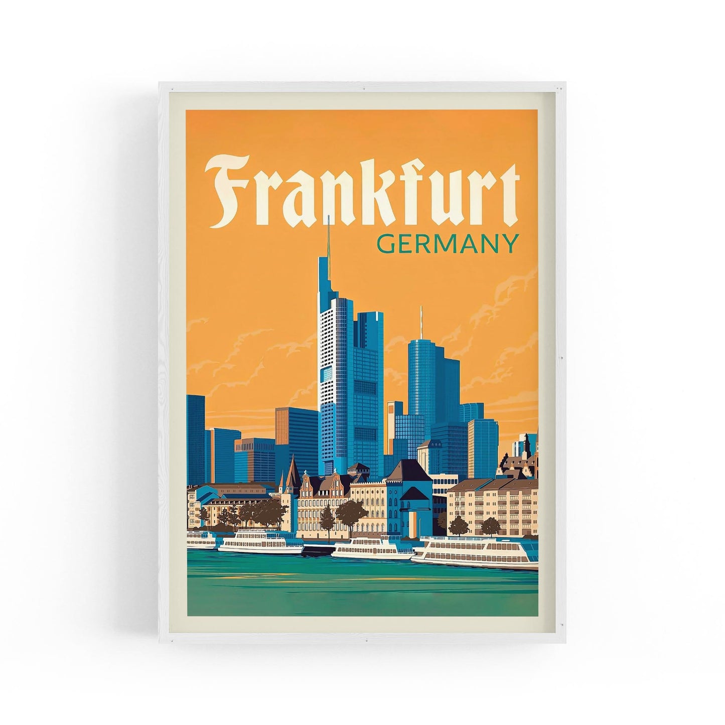Retro Frankfurt, Germany Travel Advert Wall Art - Portsby