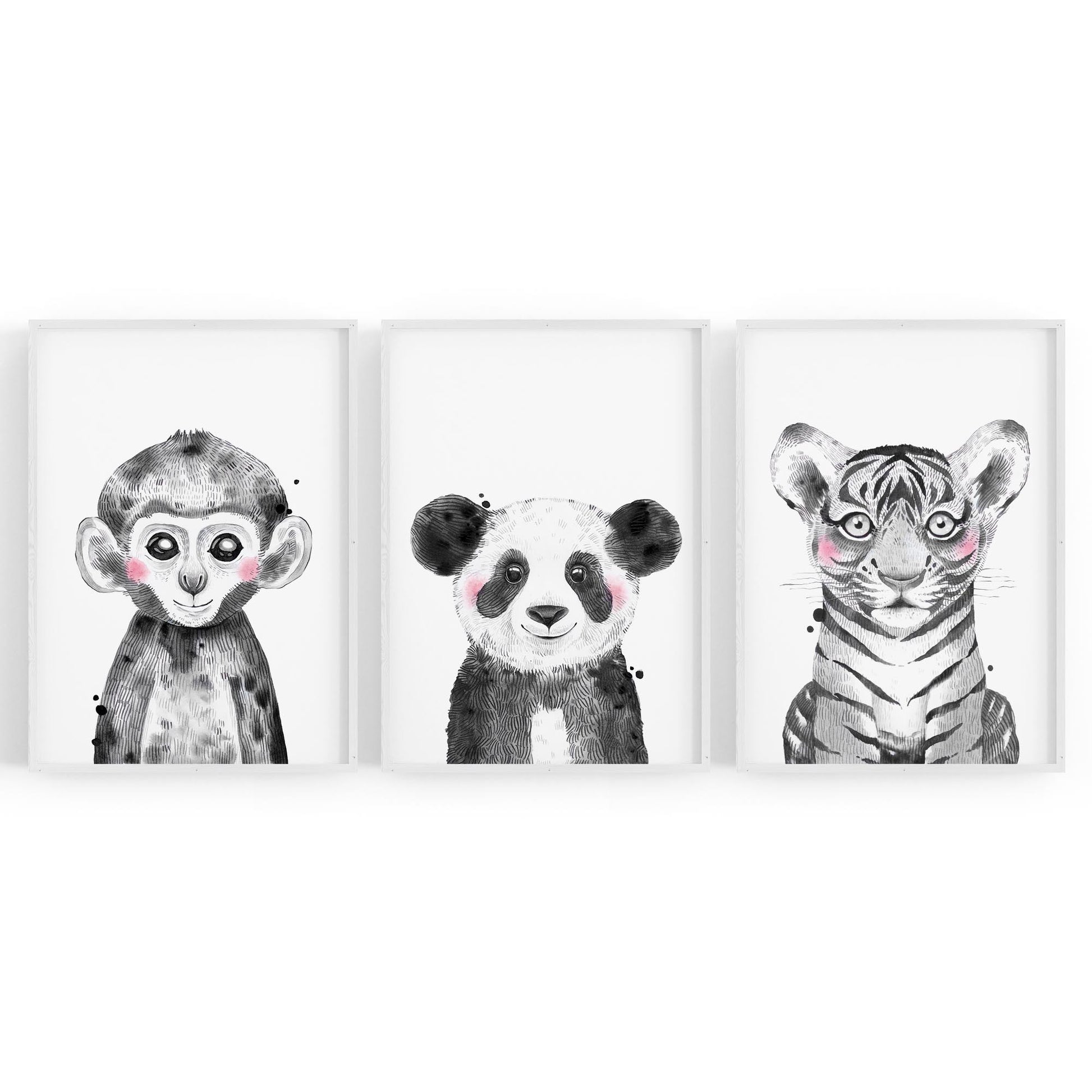 Set of Blushing Jungle Animals Nursery Wall Art - The Affordable Art Company