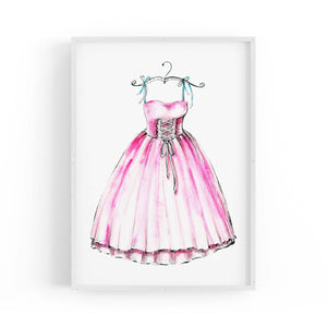 Pink Ballet Dress Girls Bedroom Ballerina Wall Art - The Affordable Art Company