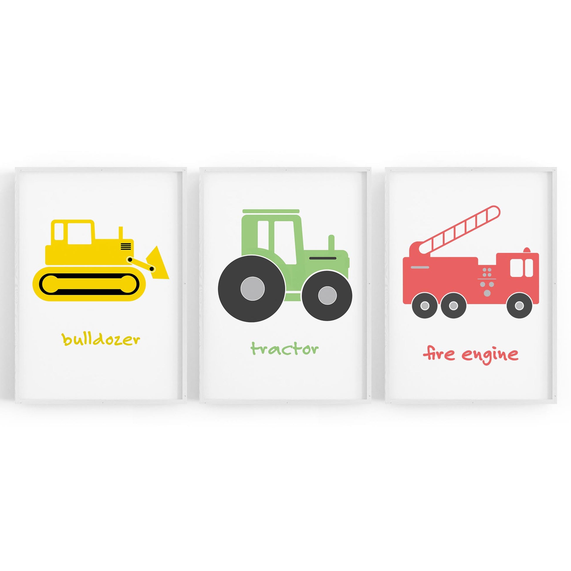 Set of Nursery Vehicles Boys Bedroom Wall Art - The Affordable Art Company