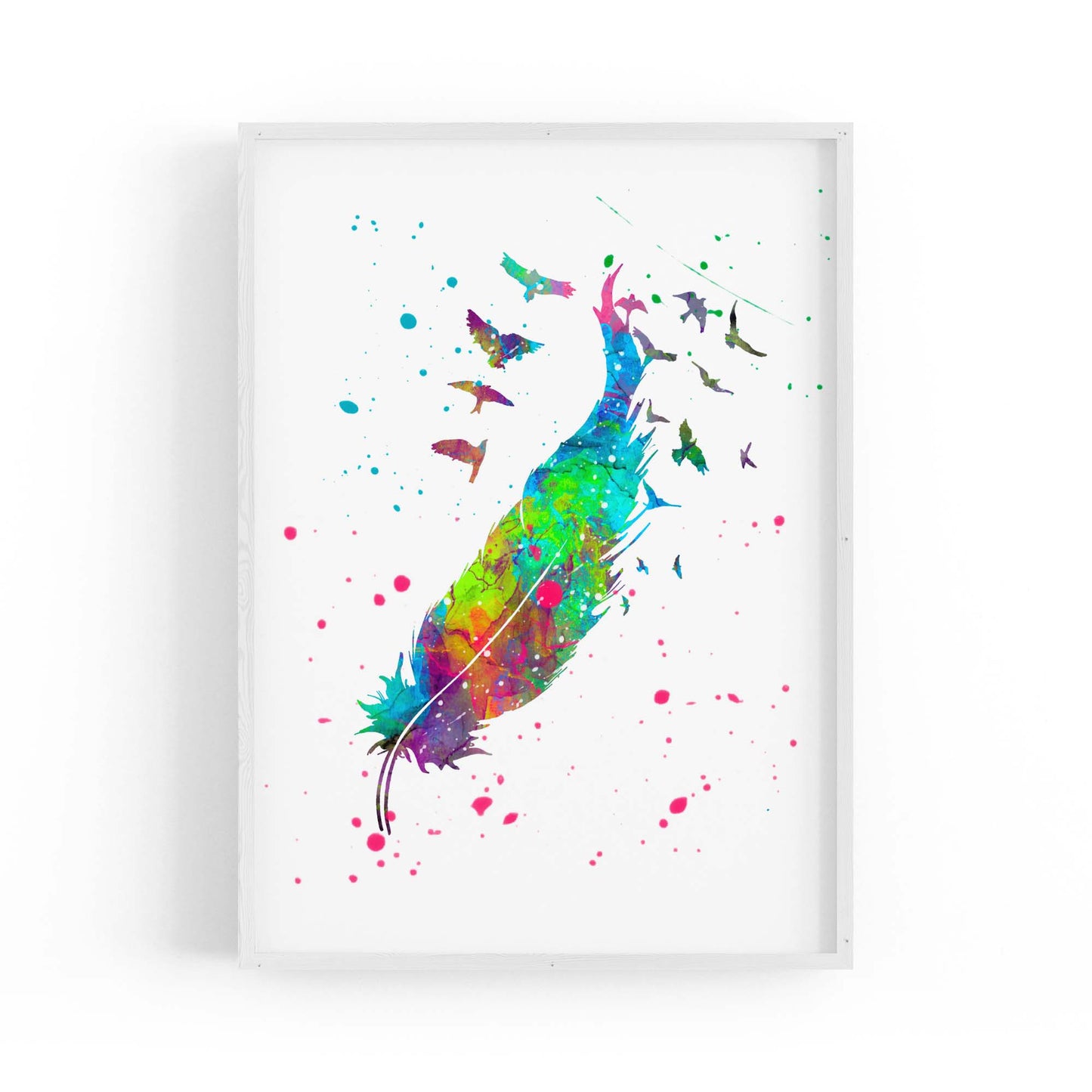 Feather Painting Colourful Bird Wall Art #3 - The Affordable Art Company