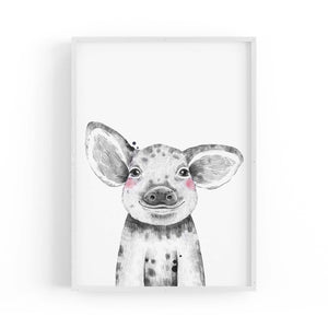 Cute Blushing Baby Pig Piglet Nursery Animal Art - The Affordable Art Company
