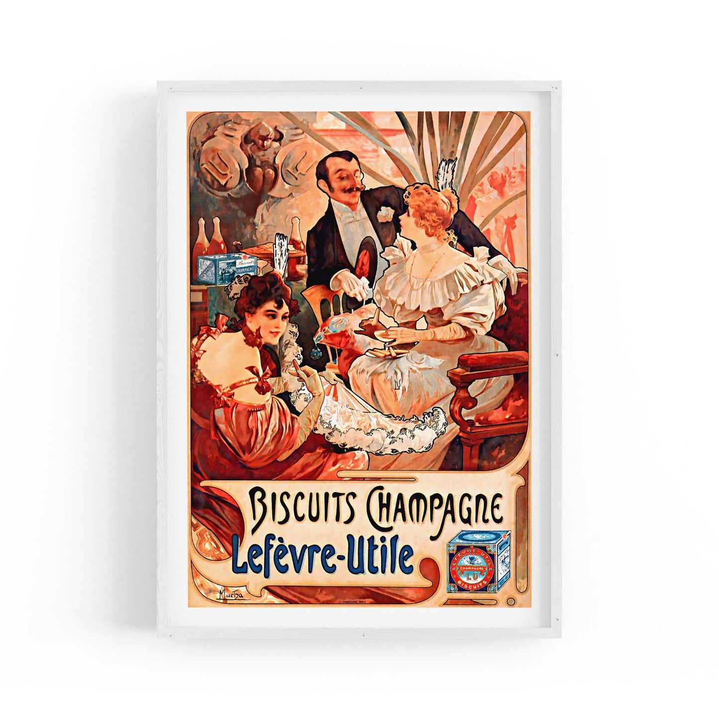 French Champagne & Biscuits Vintage Advert Art - The Affordable Art Company