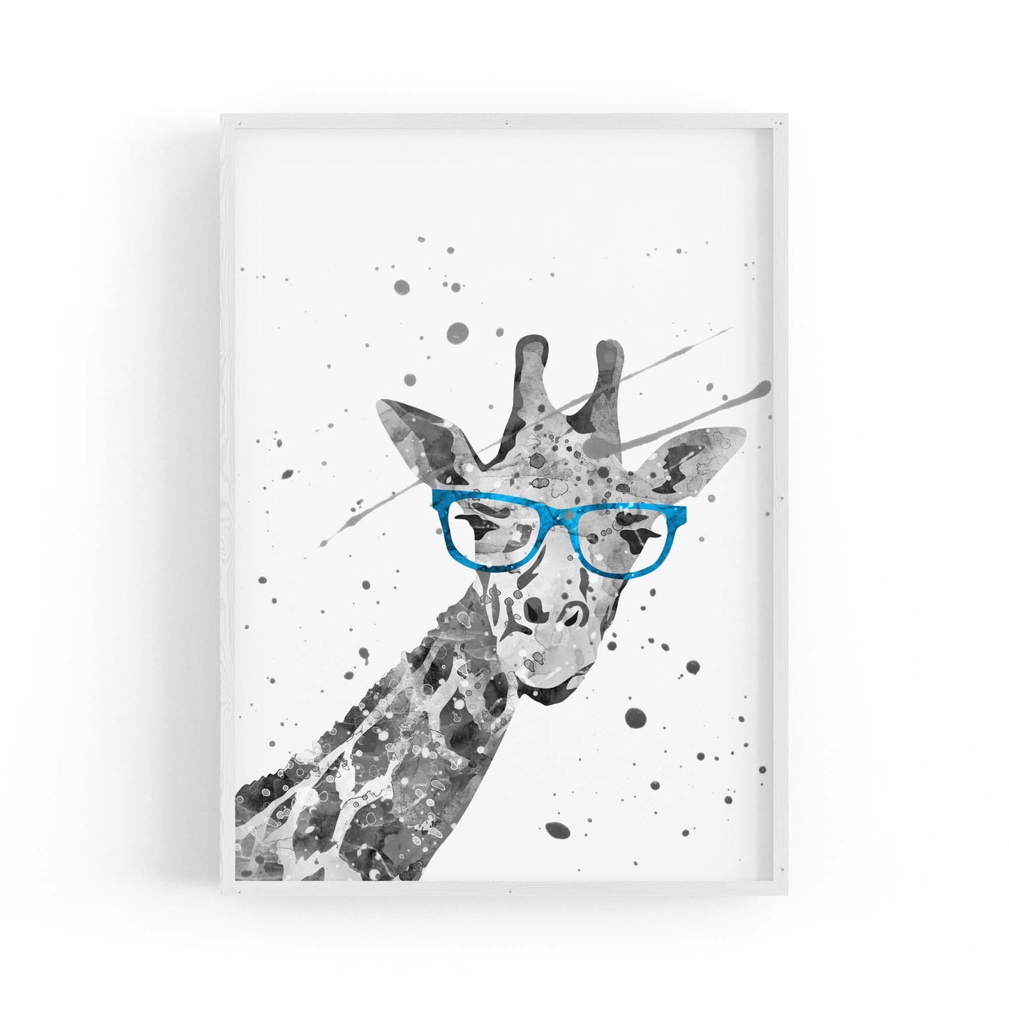 Giraffe with Glasses Cute Nursery Decor Wall Art - The Affordable Art Company
