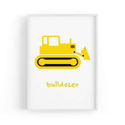 Yellow Digger Boys Bedroom Nursery Wall Art - The Affordable Art Company