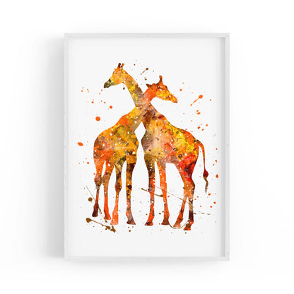 Giraffe Couple Romantic Wildlife Nursery Wall Art - The Affordable Art Company