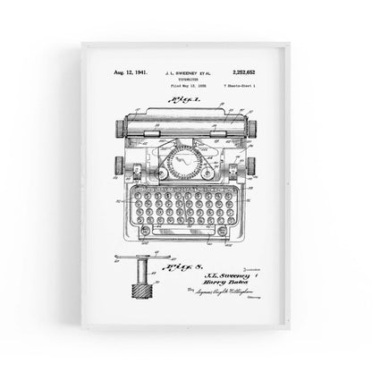 Vintage Typewriter White Patent Wall Art #3 - The Affordable Art Company