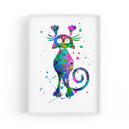 Cute Cat Painting Colourful Animal Wall Art #1 - The Affordable Art Company