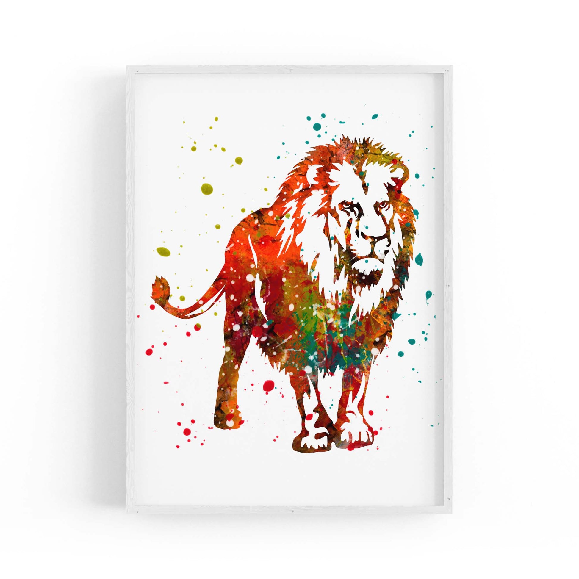 Lion Painting Safari Animal Minimal Wall Art - The Affordable Art Company
