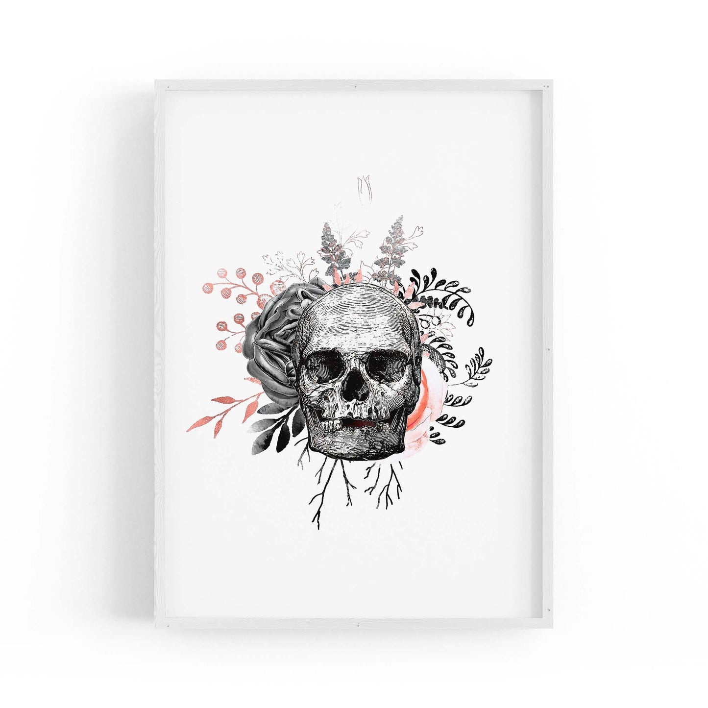 Pink Floral Skull Fashion Girls Bedroom Wall Art #1 - The Affordable Art Company