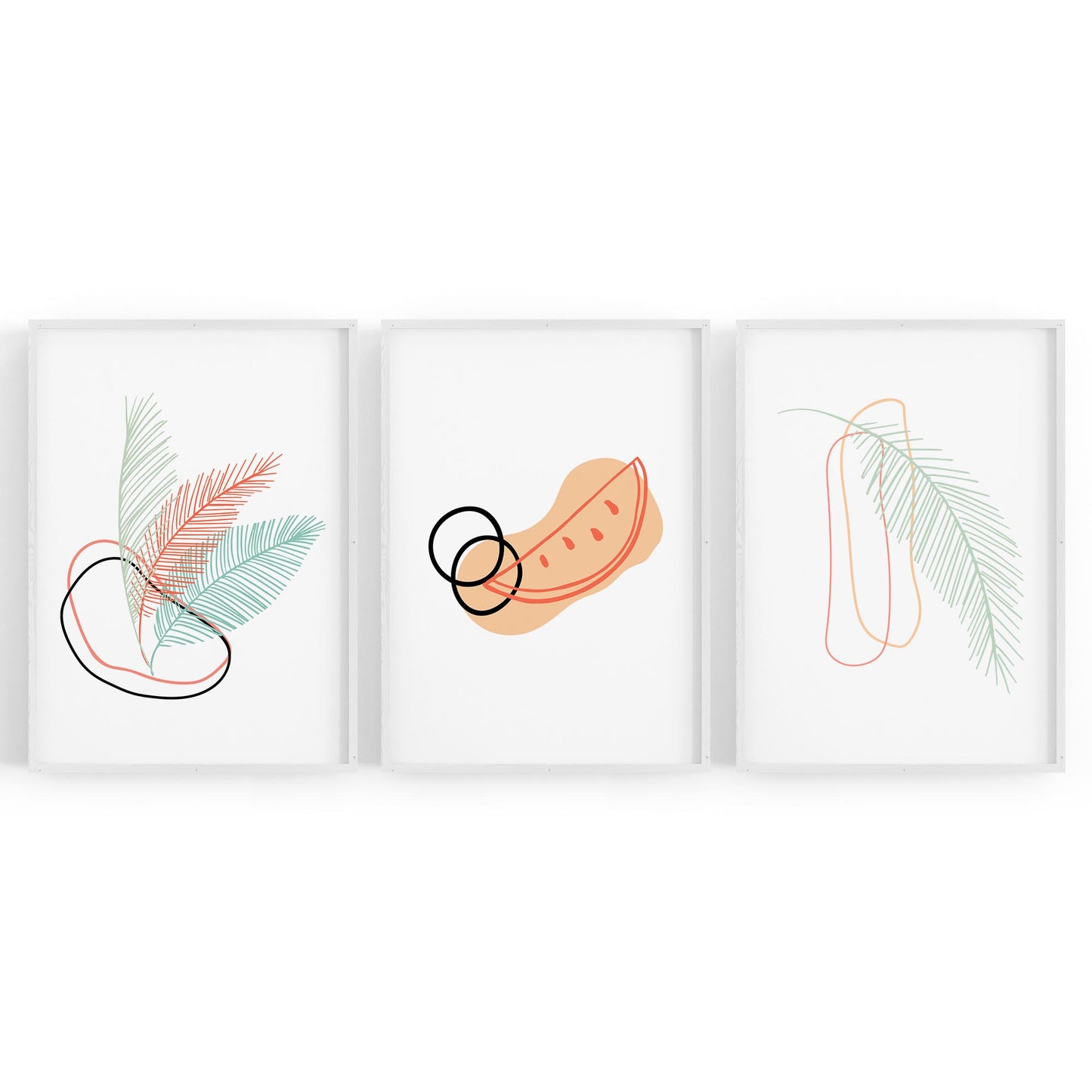 Set of Abstract Feather Kitchen Minimal Wall Art - The Affordable Art Company