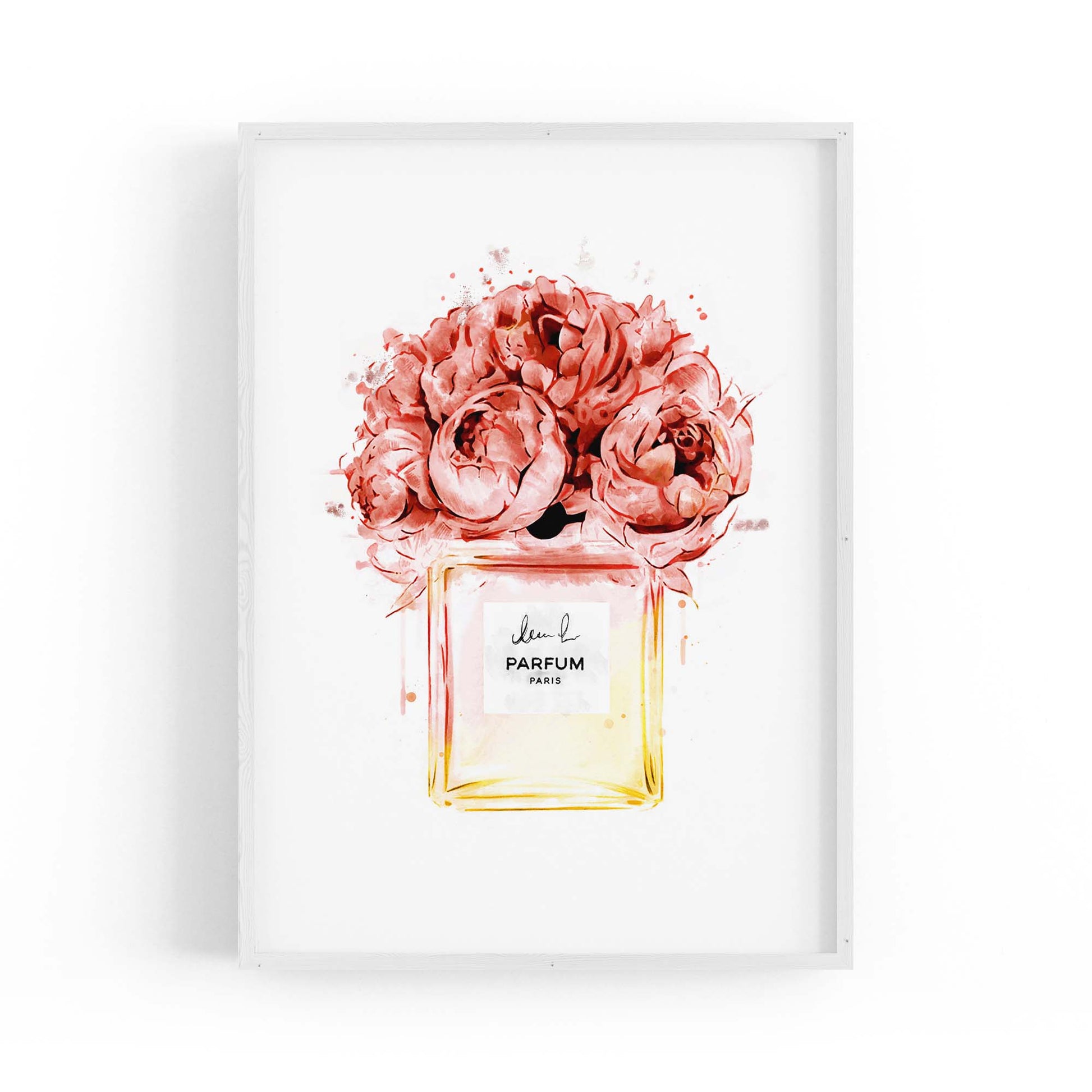 Peach Floral Perfume Bottle Fashion Wall Art #2 - The Affordable Art Company