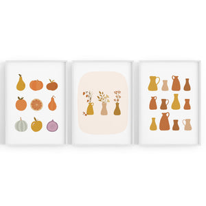 Set of 3 Terracotta Abstract Kitchen Wall Art - The Affordable Art Company