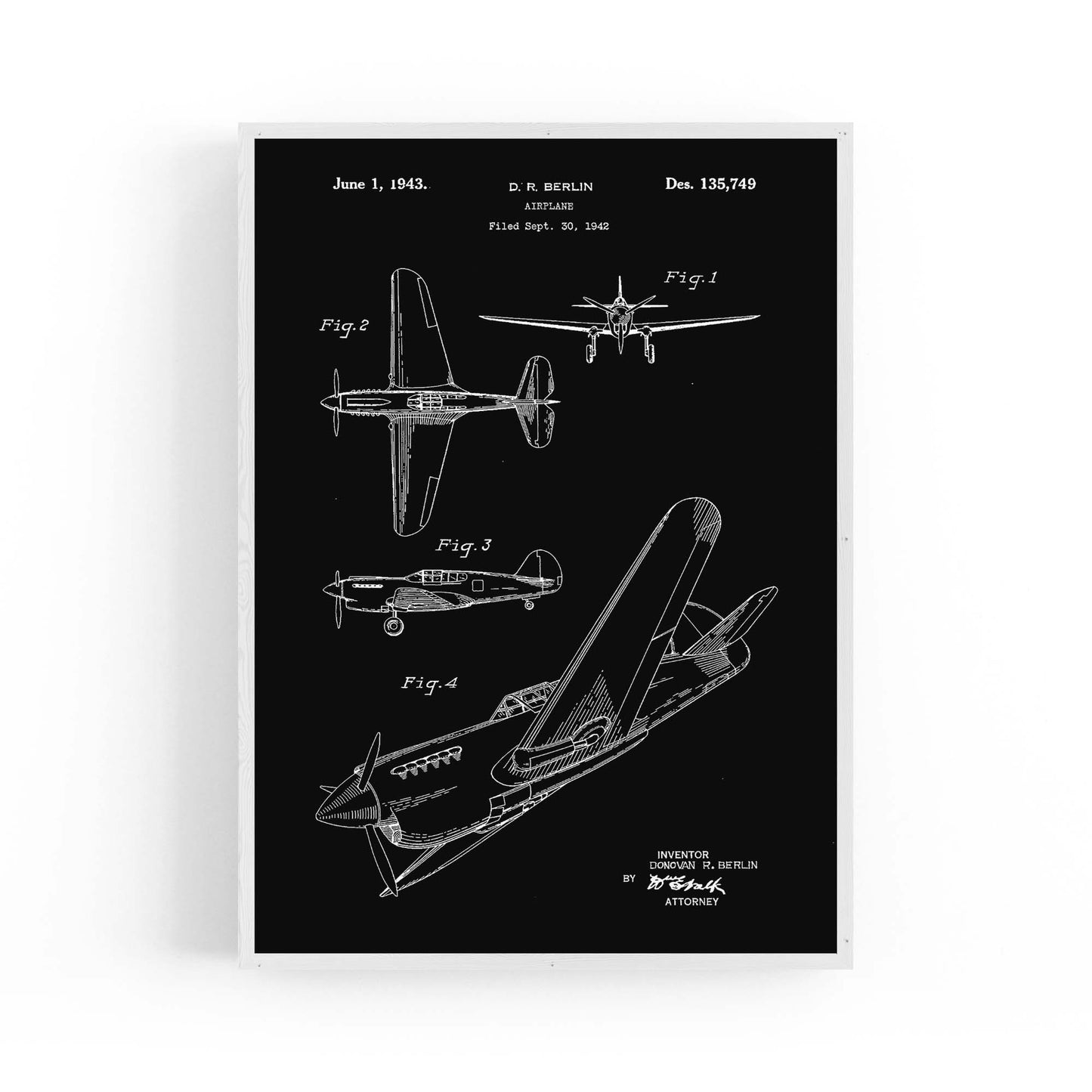 Airplane Patent Vintage Minimal Man Cave Wall Art #6 - The Affordable Art Company