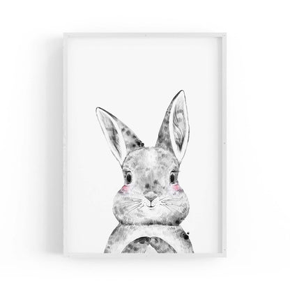 Cute Blushing Baby Bunny Rabbit Nursery Animal Art - The Affordable Art Company