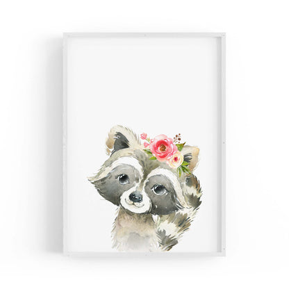 Cute Baby Raccoon Nursery Animal Gift Wall Art - The Affordable Art Company