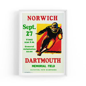Dartmouth vs Norwich Rugby Vintage Sport Advert Wall Art - The Affordable Art Company