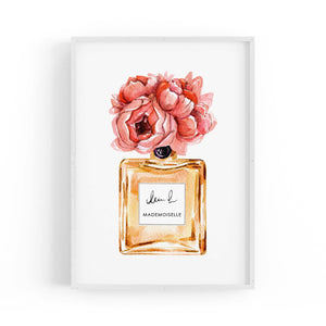 Peach Floral Perfume Bottle Fashion Wall Art #1 - The Affordable Art Company
