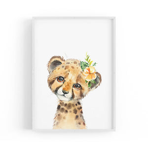 Cute Baby Leopard Nursery Animal Gift Wall Art - The Affordable Art Company