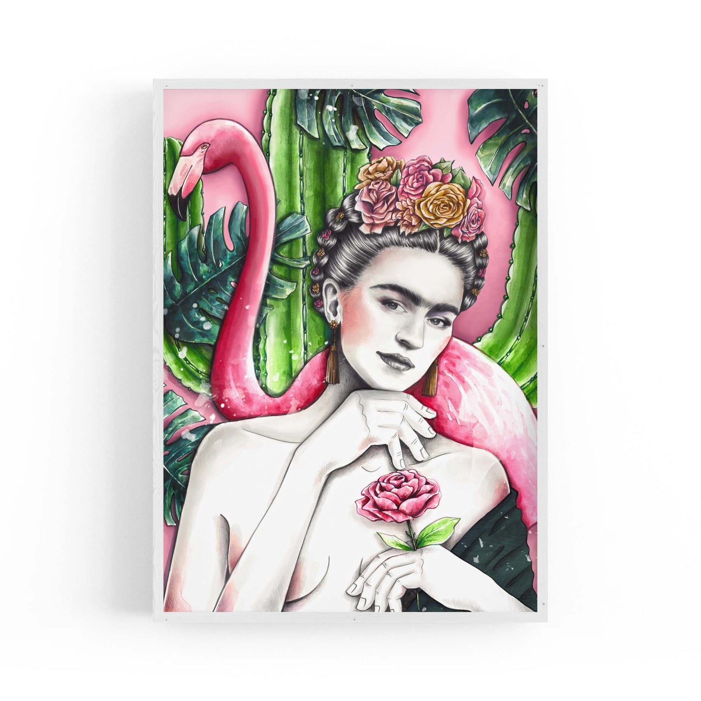 Frida Kahlo Flamingo Painting Fashion Wall Art - The Affordable Art Company