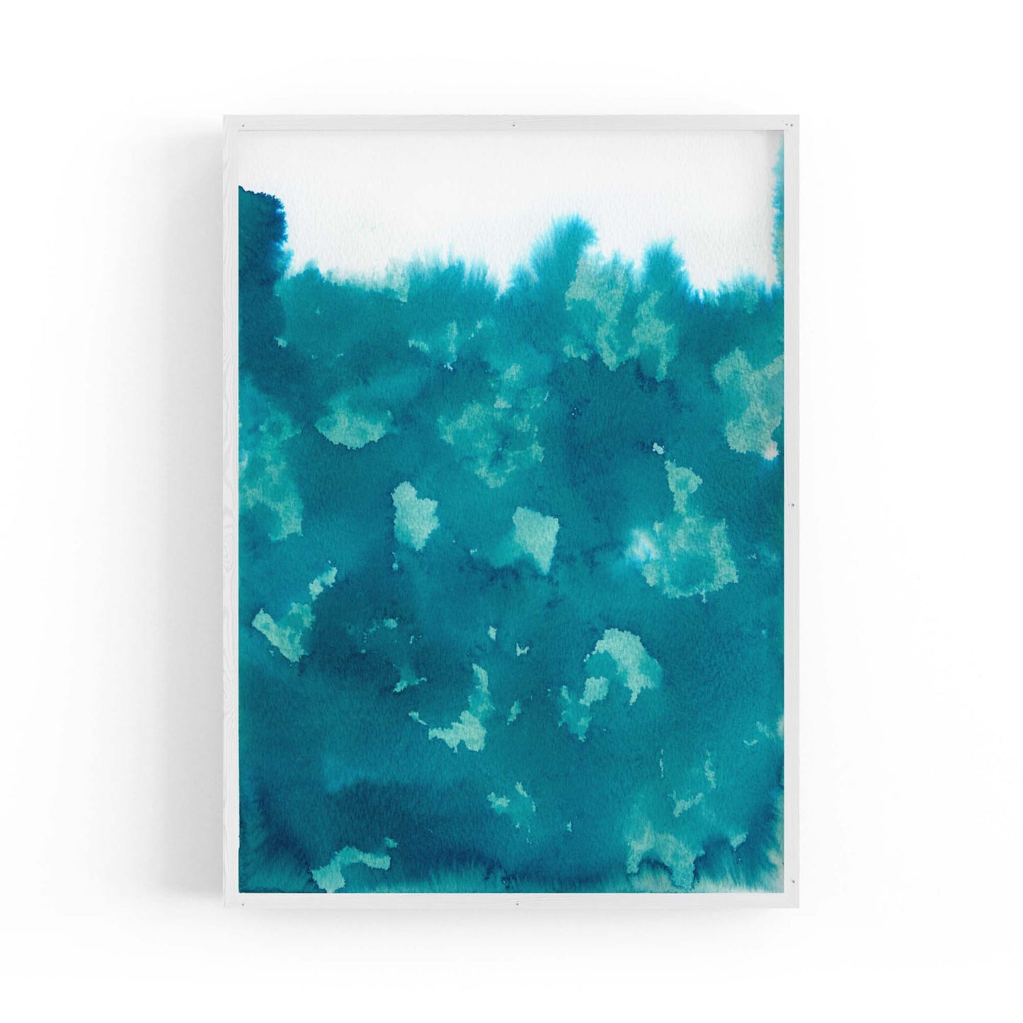 Teal Ink Minimal Ink Painting Blue Wall Art #4 - The Affordable Art Company