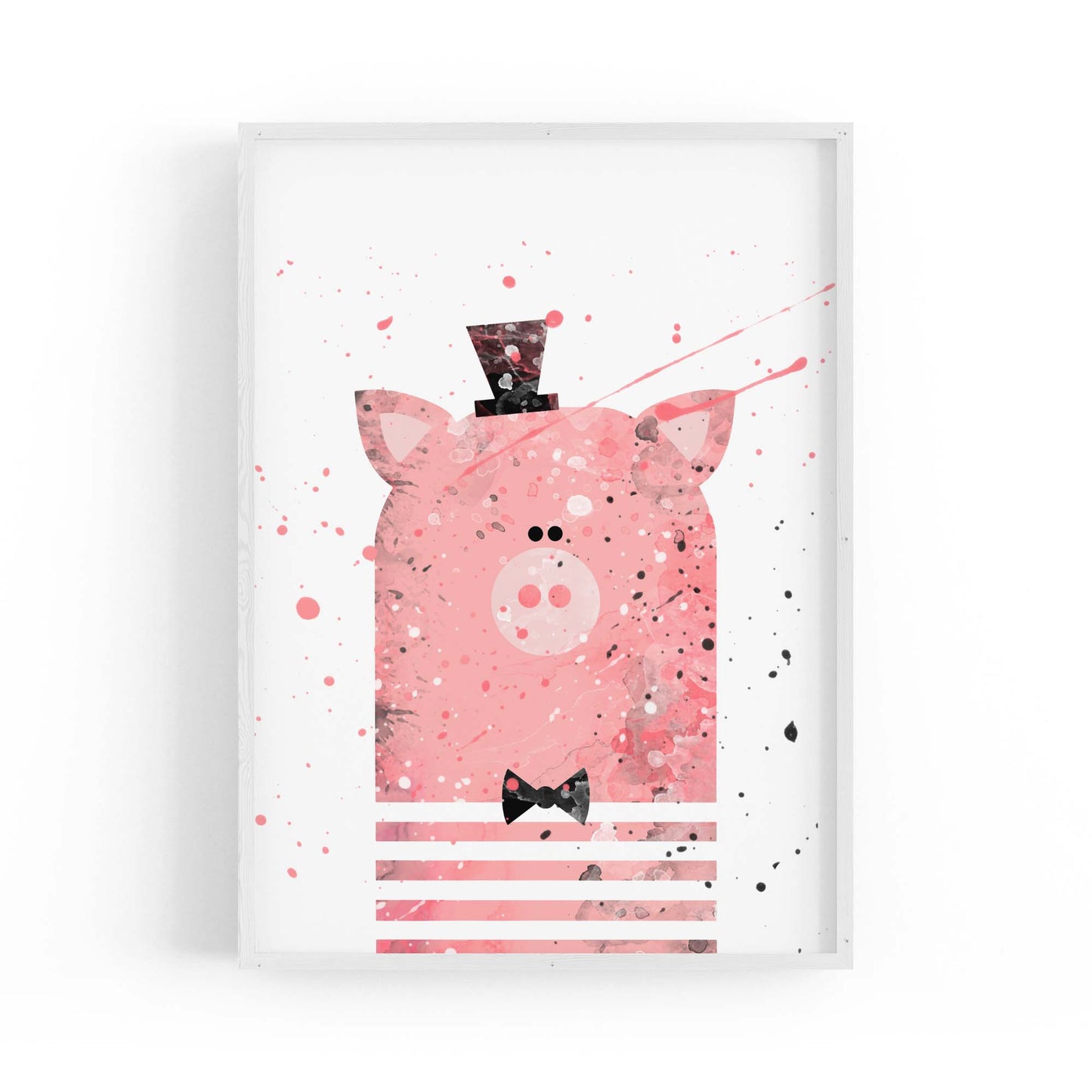 Pink Pig Nursery Cartoon Cute Animal Baby Wall Art - The Affordable Art Company