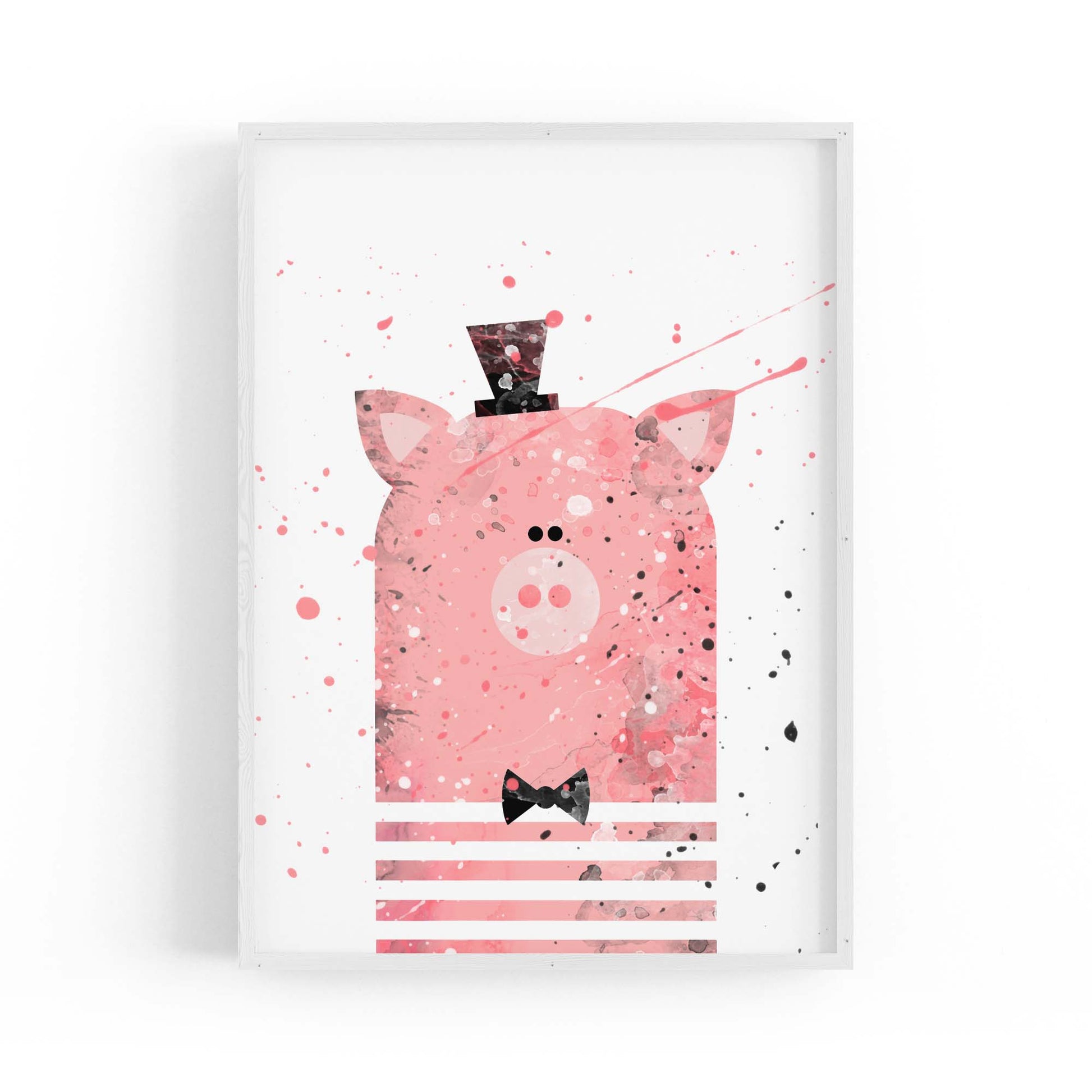 Pink Pig Nursery Cartoon Cute Animal Baby Wall Art - The Affordable Art Company