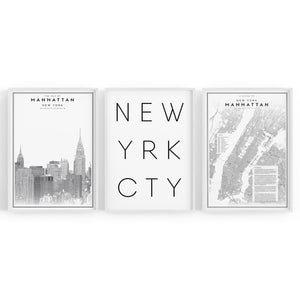 Set of New York Wall Minimal Black & White Art - The Affordable Art Company