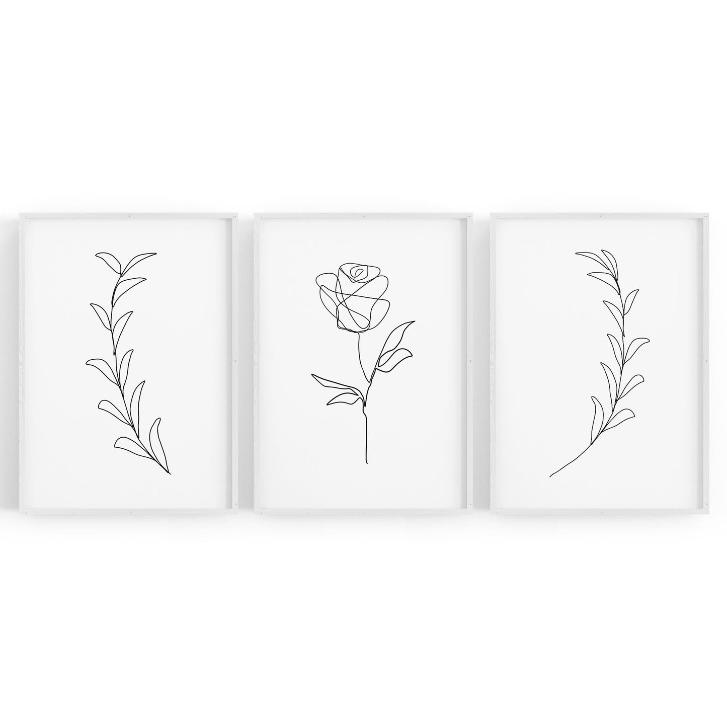 Set of Minimal Flower Line Drawings Wall Art #3 - The Affordable Art Company