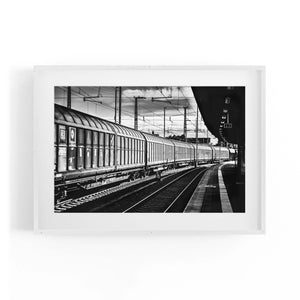 Freight Train Black and White Photograph Wall Art - The Affordable Art Company