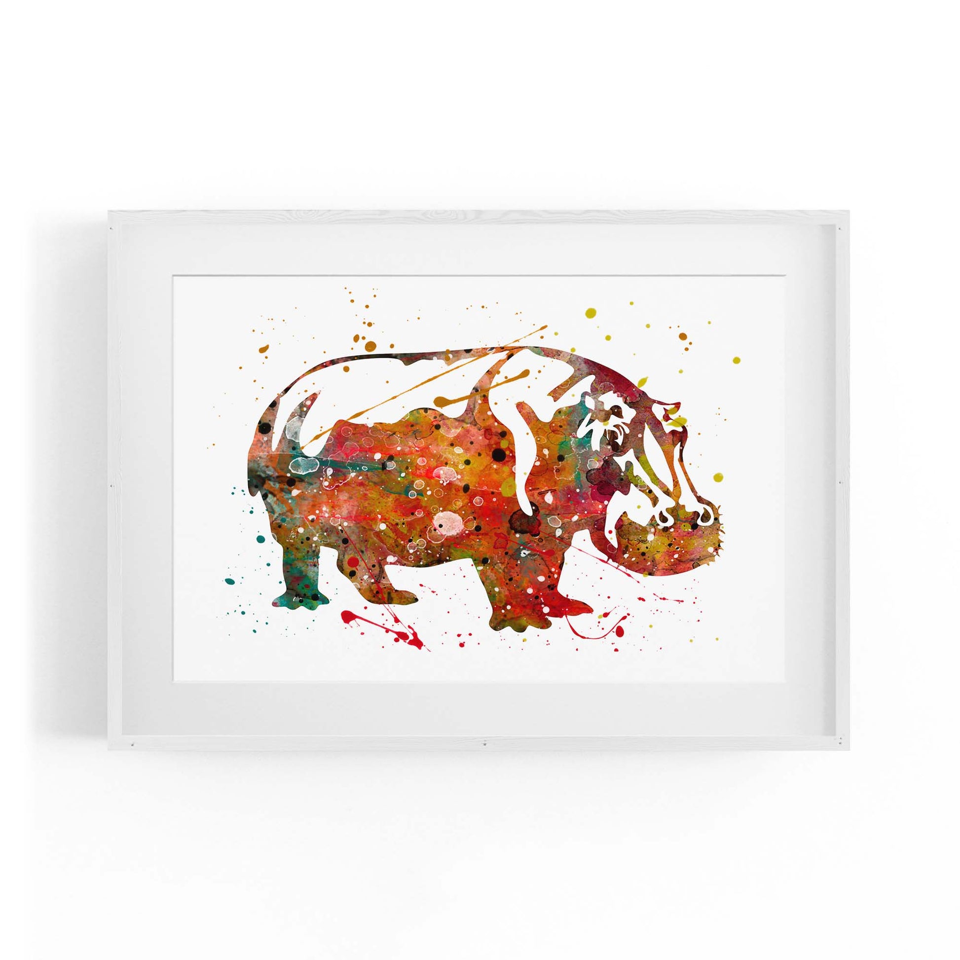 Watercolour Hippo Painting Animal Nursery Wall Art - The Affordable Art Company