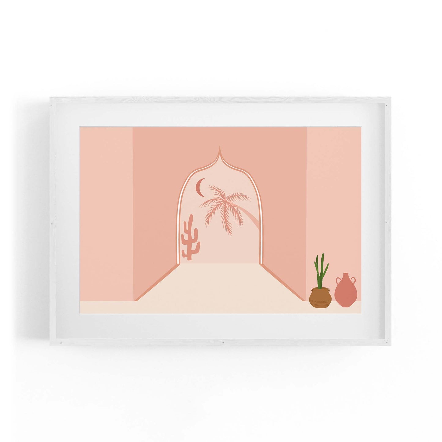 Minimal North Africa Retro Pink & Pastel Wall Art - The Affordable Art Company