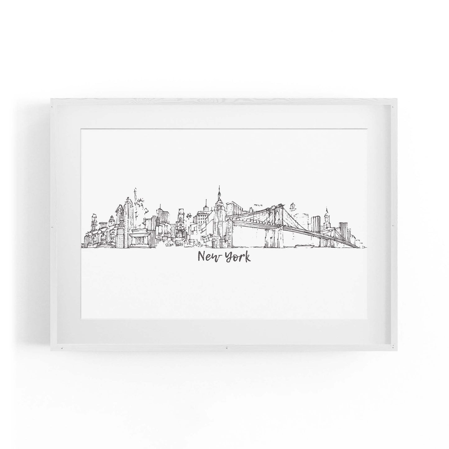 New York Cityscape Drawing Minimal Wall Art - The Affordable Art Company