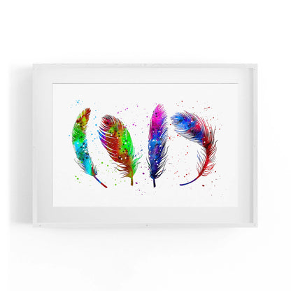 Feather Painting Colourful Bird Wall Art #1 - The Affordable Art Company