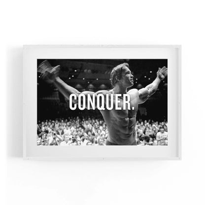 Arnold "Conquer" Fitness Gym Motivational Wall Art - The Affordable Art Company
