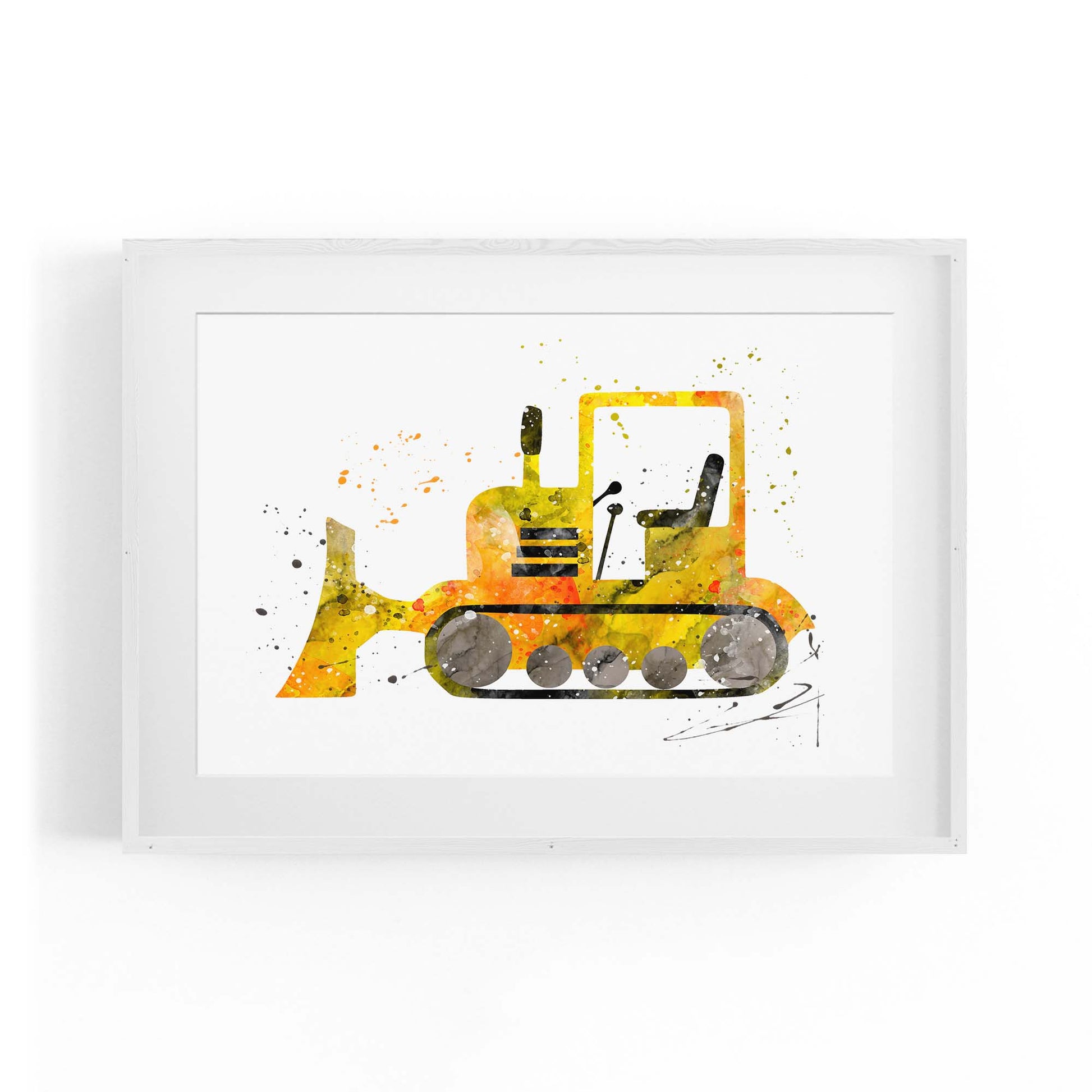 Yellow Digger Boys Bedroom Nursery Toddler Art #1 - The Affordable Art Company