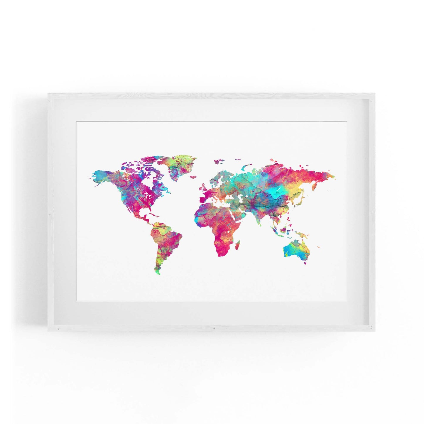 Watercolour World Map Colourful Wall Art - The Affordable Art Company